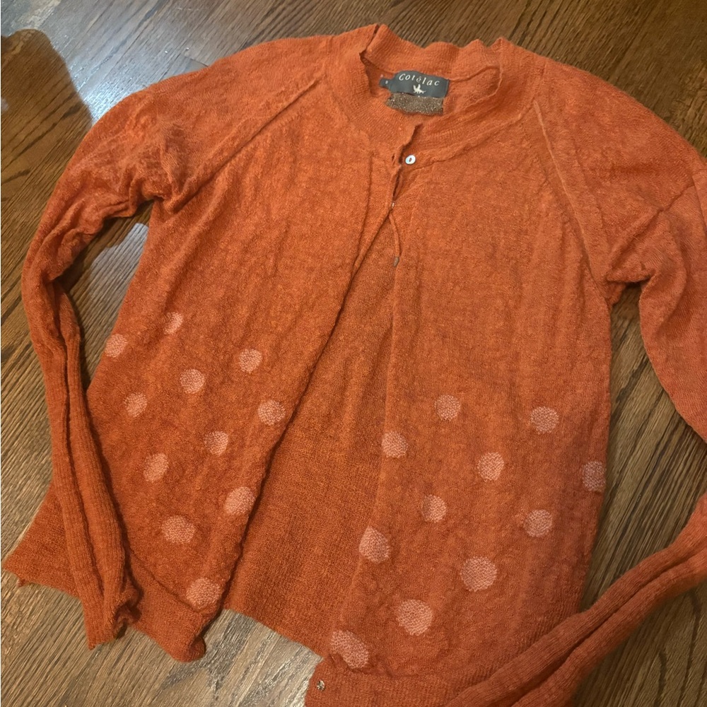 Cotélac orange mohair blend cardigan